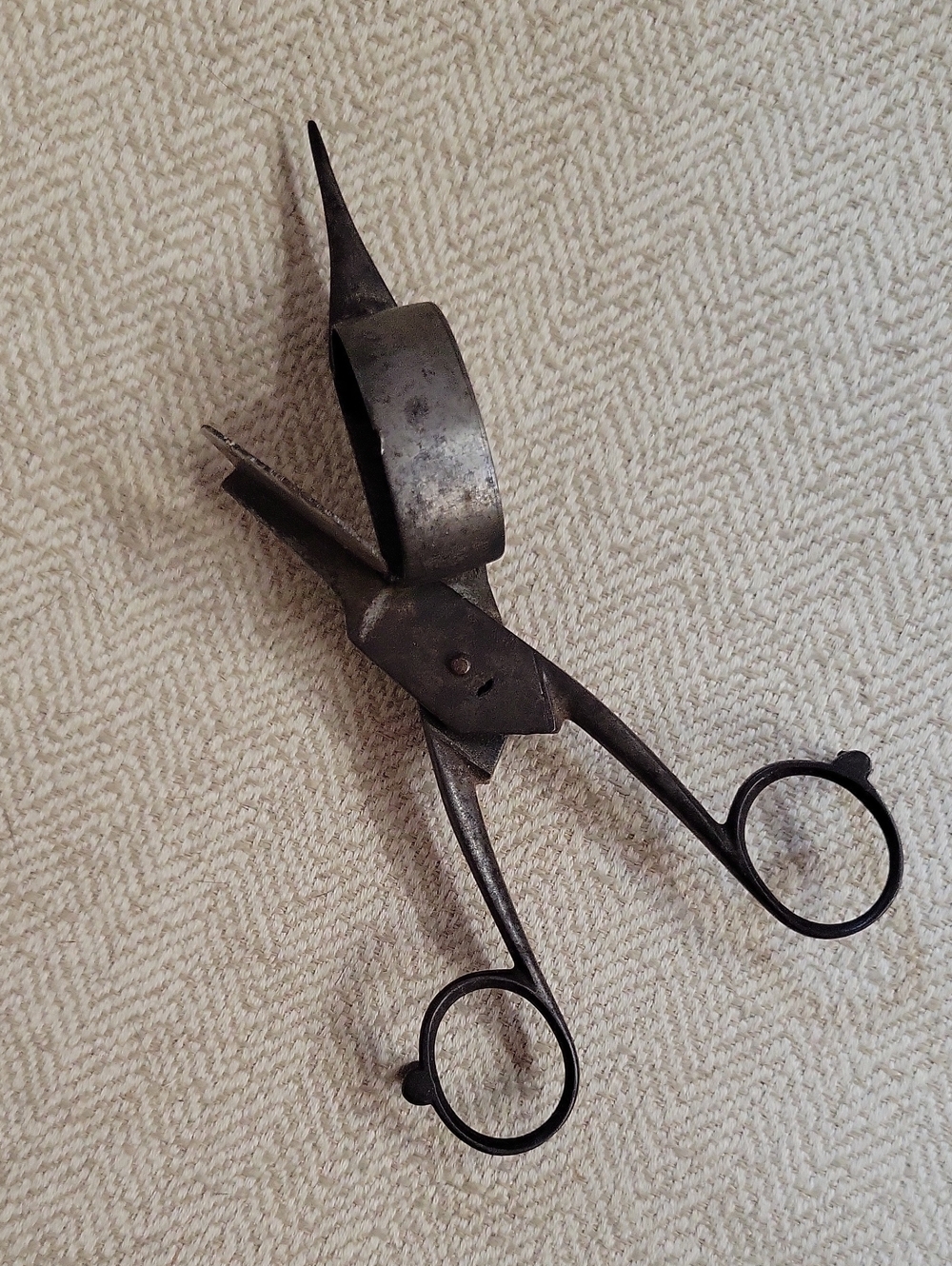 Rare Antique 1800's Hand Wrought Iron Candle Wick Trimmer Snuffer Primitive